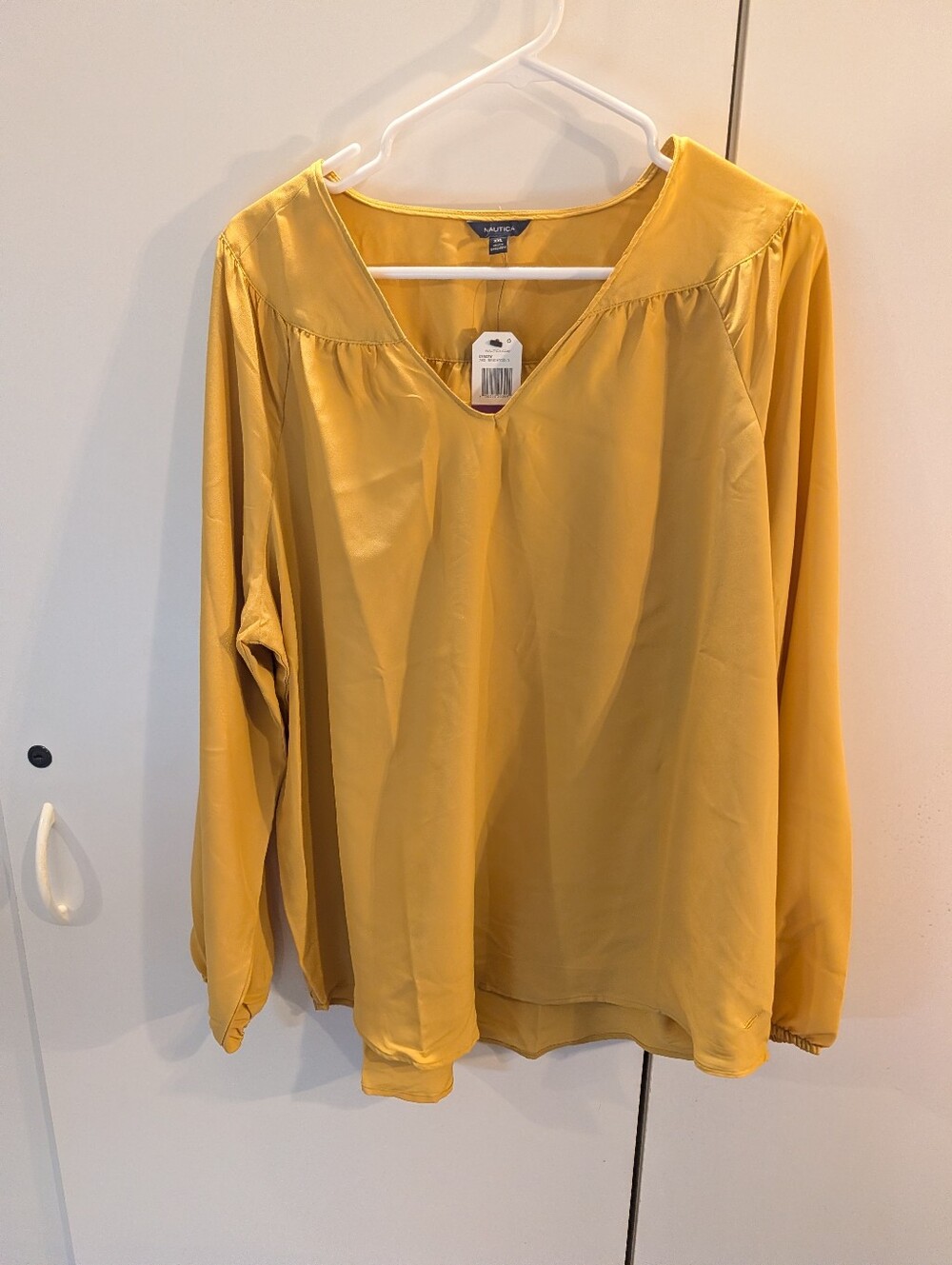 Nautica V-Neck Long Sleeve Blouse in Mustard Woman's Size XXL NWT